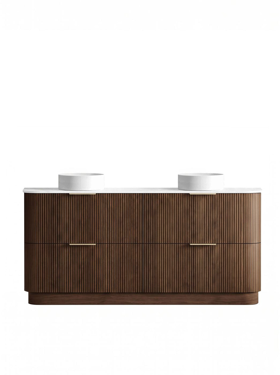 Havana Fluted 1800mm Sable Walnut Floorstanding Curve Vanity