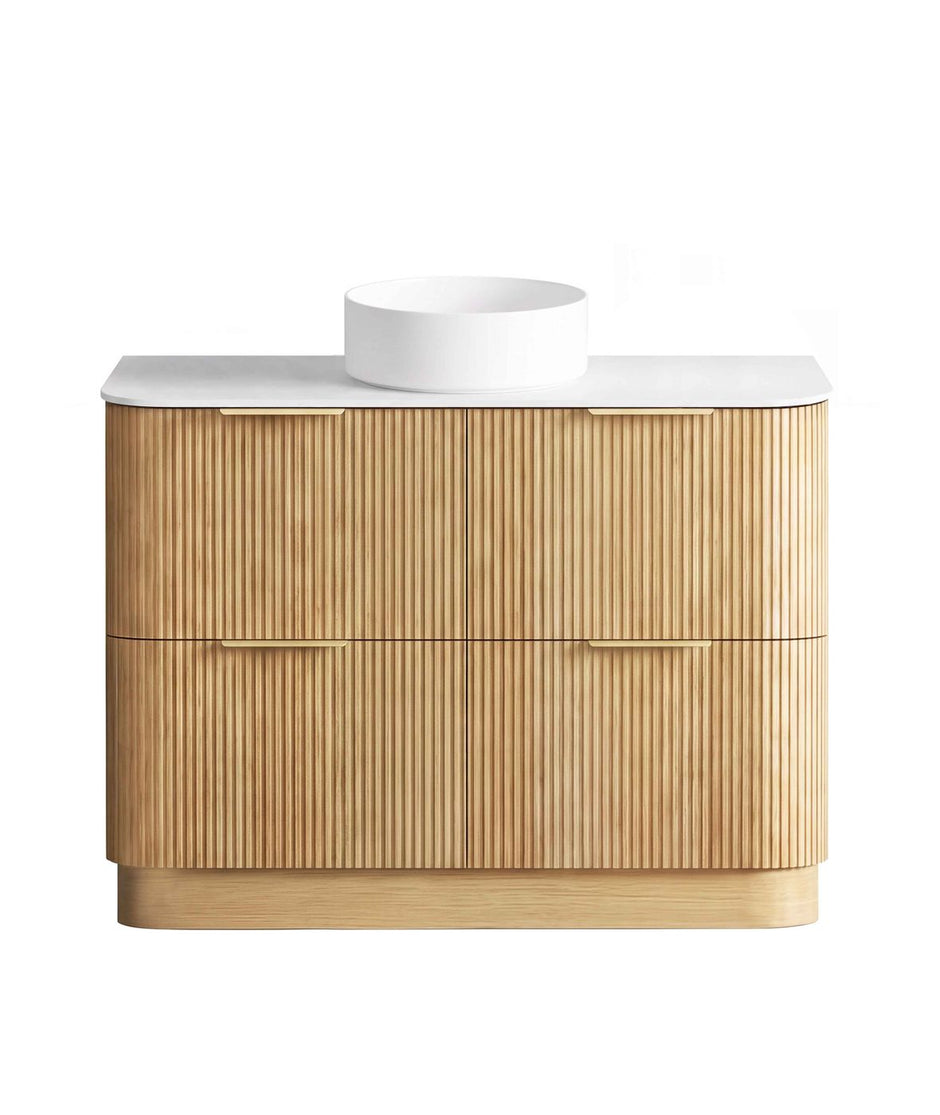 Havana Fluted 1200mm Woodland Oak Floorstanding Curve Vanity