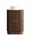 Havana Fluted 600mm Sable Walnut Floorstanding Curve Vanity