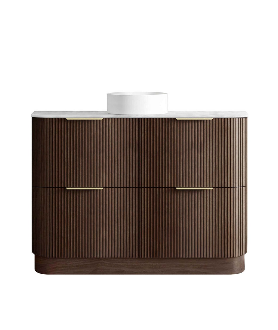 Havana Fluted 1200mm Sable Walnut Floorstanding Curve Vanity