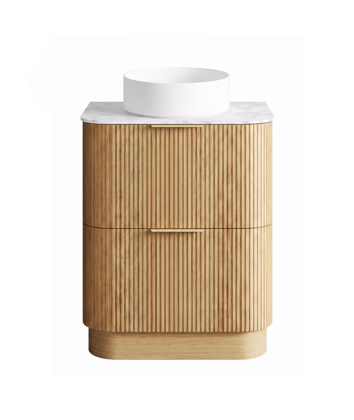 Havana Fluted 750mm Woodland Oak Floorstanding Curve Vanity