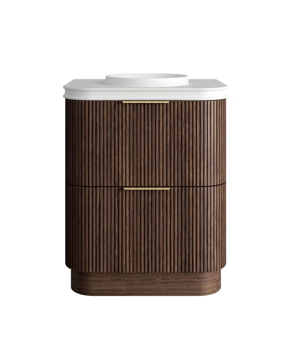 Havana Fluted 750mm Sable Walnut Floorstanding Curve Vanity