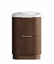 Havana Fluted 600mm Sable Walnut Floorstanding Curve Vanity