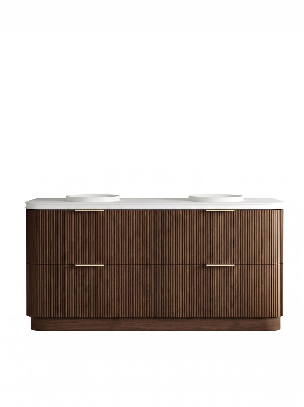 Havana Fluted 1800mm Sable Walnut Floorstanding Curve Vanity