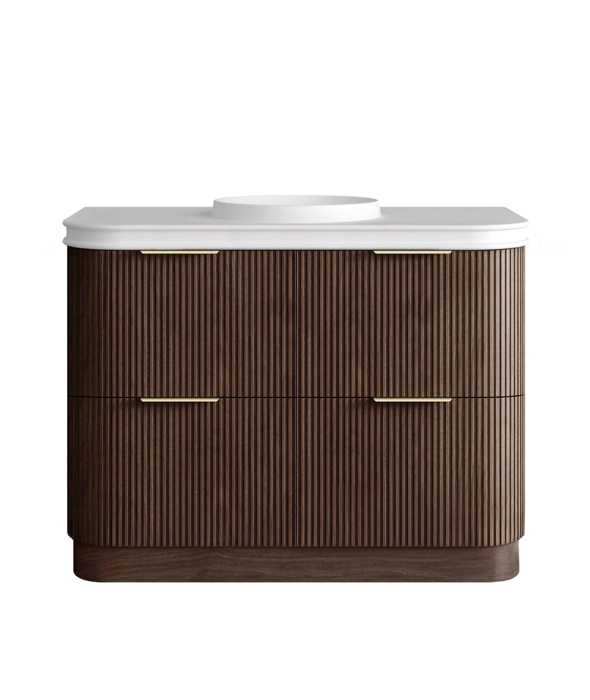 Havana Fluted 1200mm Sable Walnut Floorstanding Curve Vanity