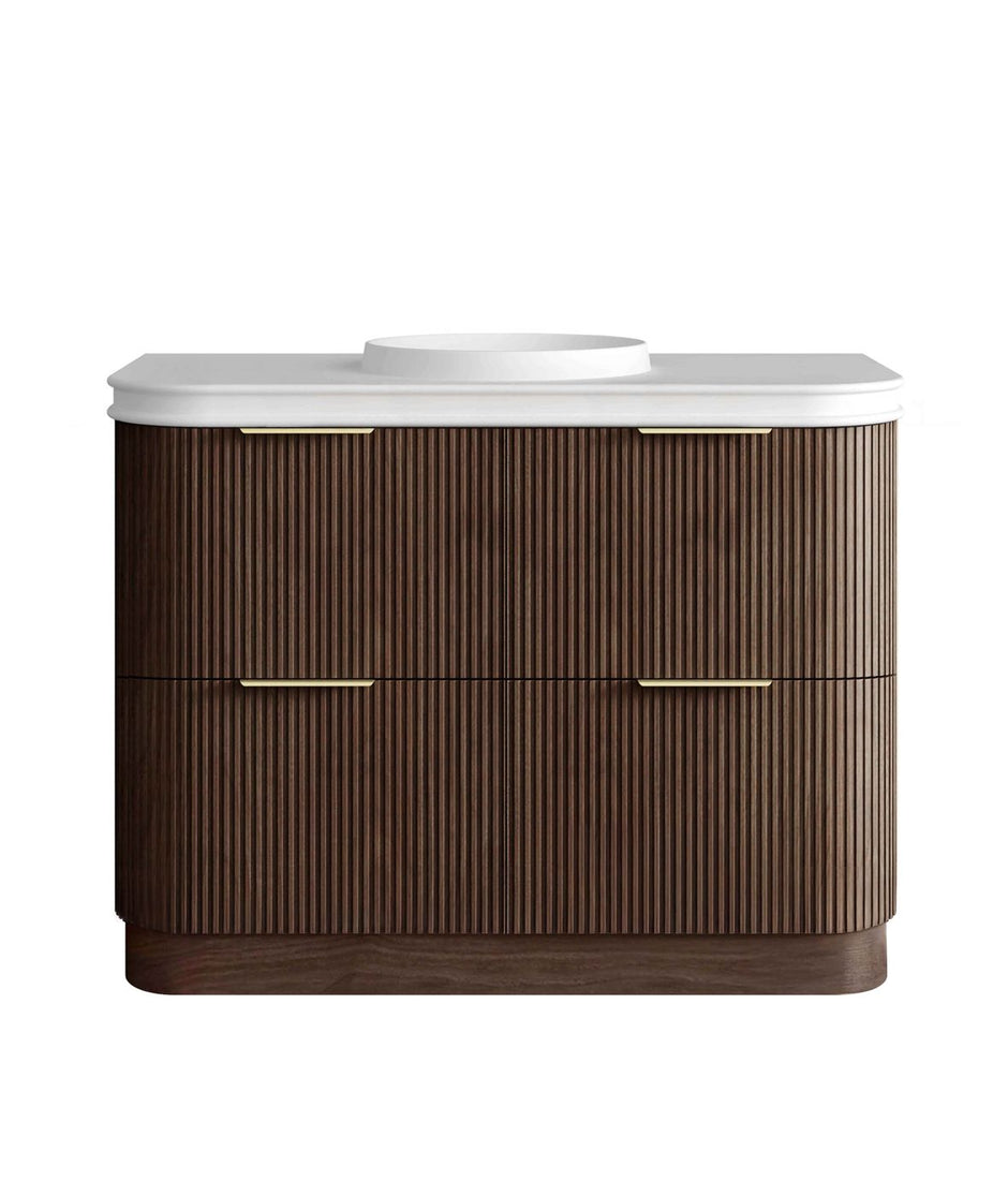 Havana Fluted 1200mm Sable Walnut Floorstanding Curve Vanity