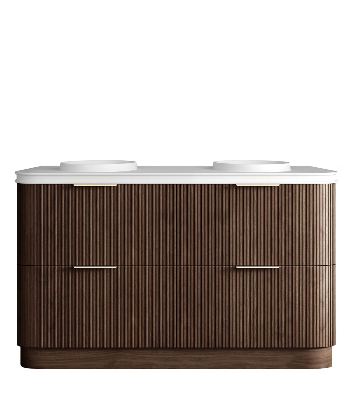 Havana Fluted 1500mm Sable Walnut Floorstanding Curve Vanity