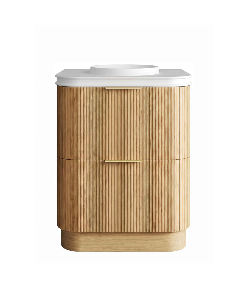 Havana Fluted 750mm Woodland Oak Floorstanding Curve Vanity