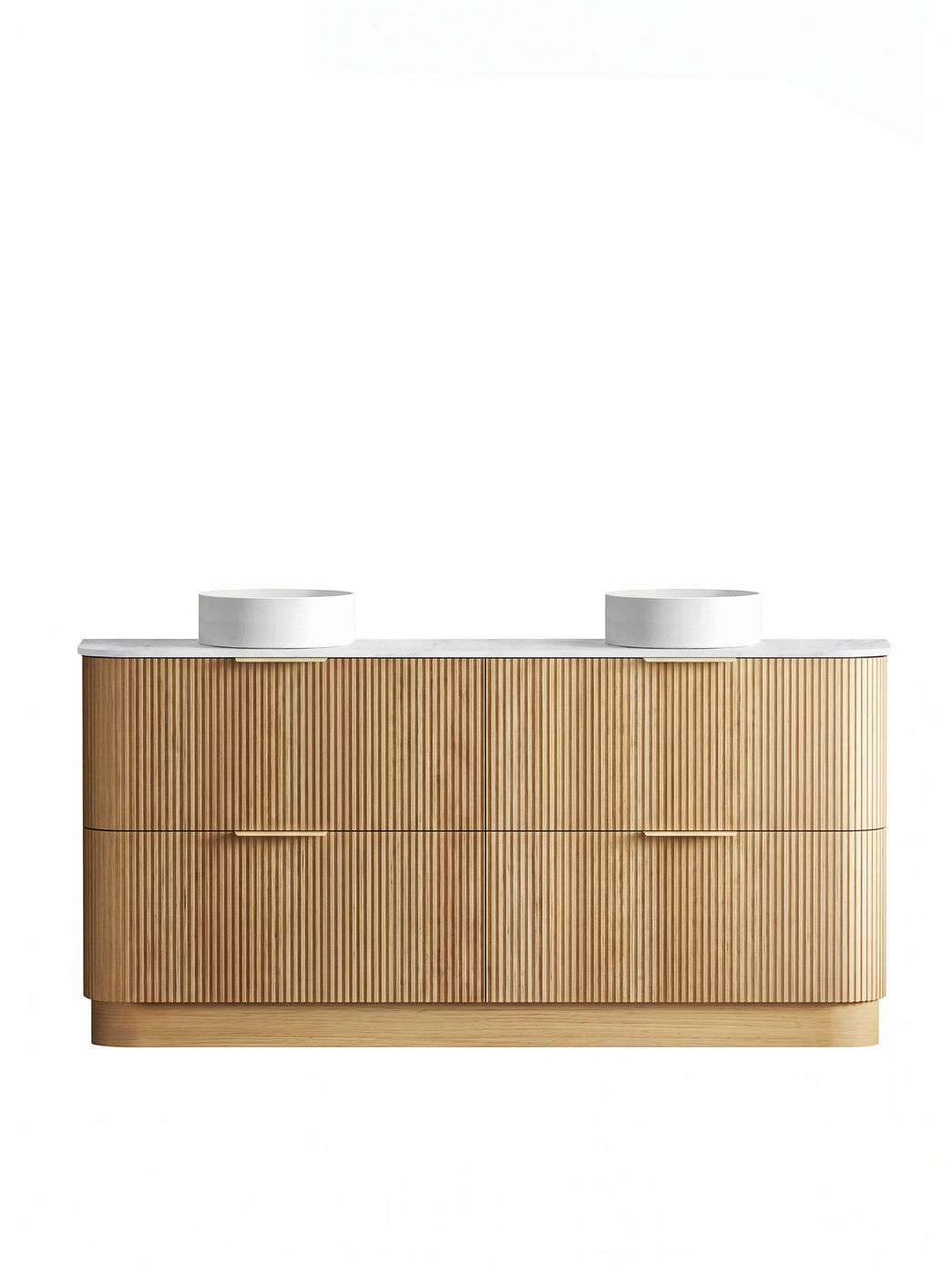 Havana Fluted 1800mm Woodland Oak Floorstanding Curve Vanity
