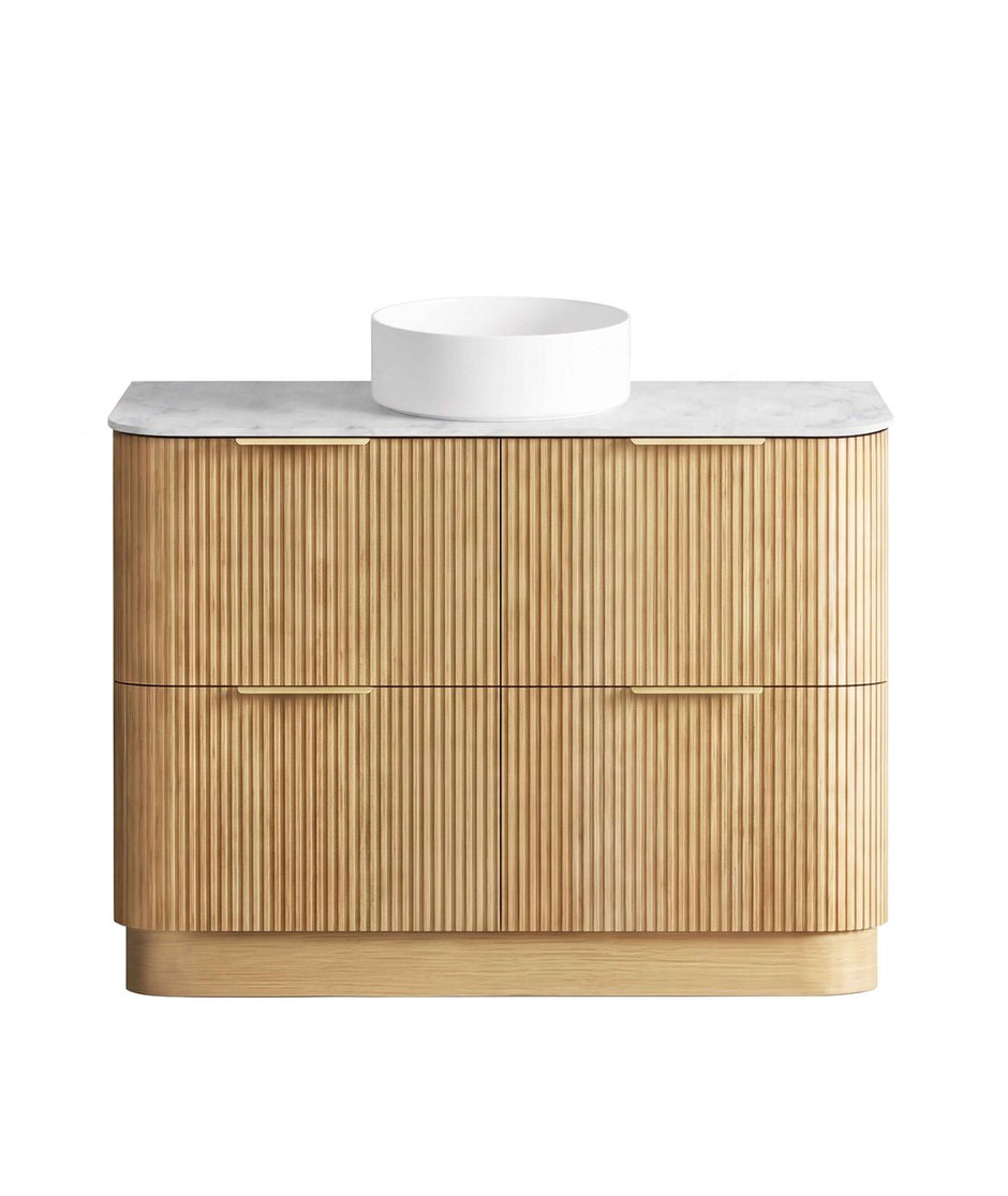 Havana Fluted 1200mm Woodland Oak Floorstanding Curve Vanity
