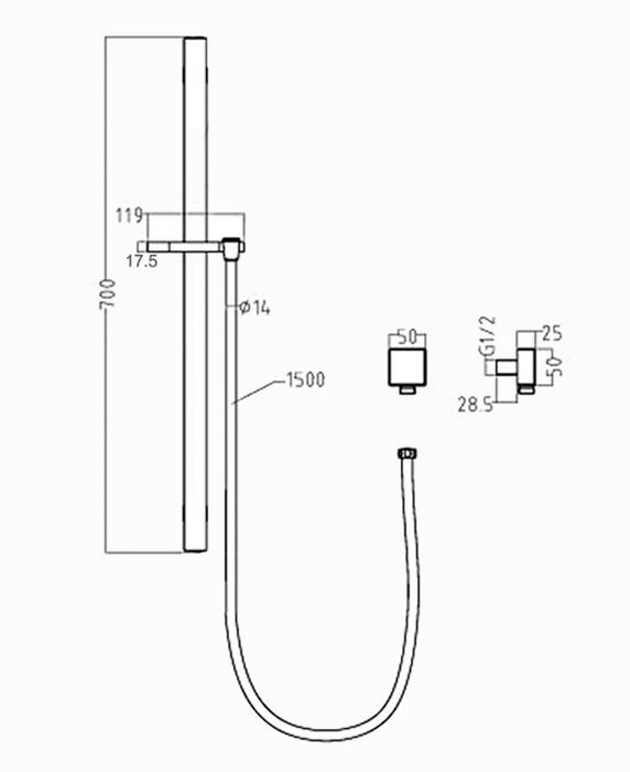 Taran Shower Rail GM ITSRGM