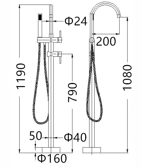 Pavia Free Standing Bath Spout Gun Metal PFSBMGM