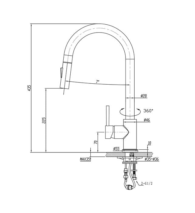 Pull Out Kitchen Mixer Gun Metal PKM014-GM