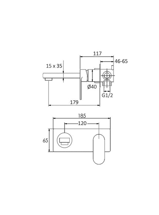 Vetto Wall Basin Mixer Gunmetal V11WBMGM