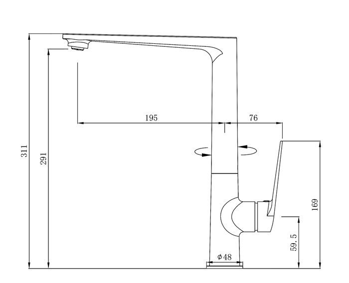 Zevio Sink Mixer Black Z13KMB