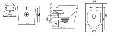 Alzano Wall Face Pan Slim Seat and Geberit Cistern only (Button Order Separately) IAWFPRLPKVA-G-NP