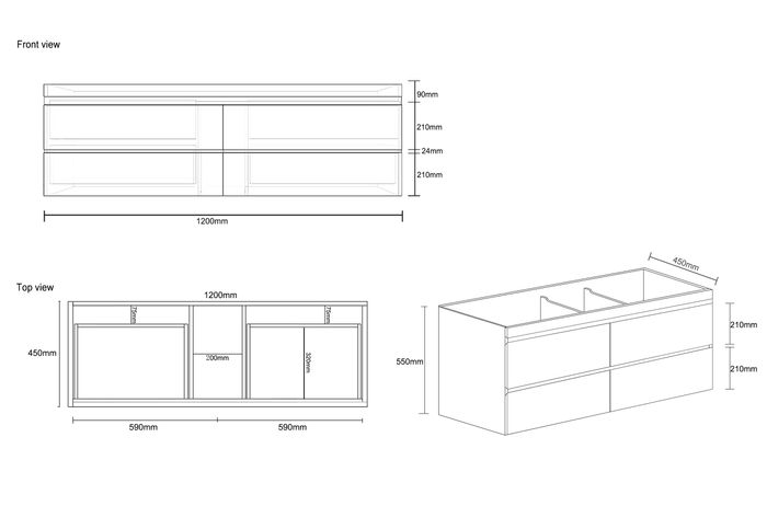 1200 WH Vnt G/Whit Drawer w/CT DM1200GWCT