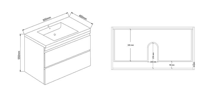 900 WH Cab G/Whit Drawer w/CT DM900GWCT