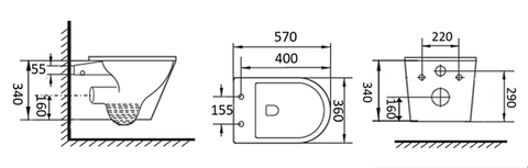 Alzano Wall Hung Pan & R&T Inwall Cistern with Frame (Button Order Separately) IAWHPVAPK-NP