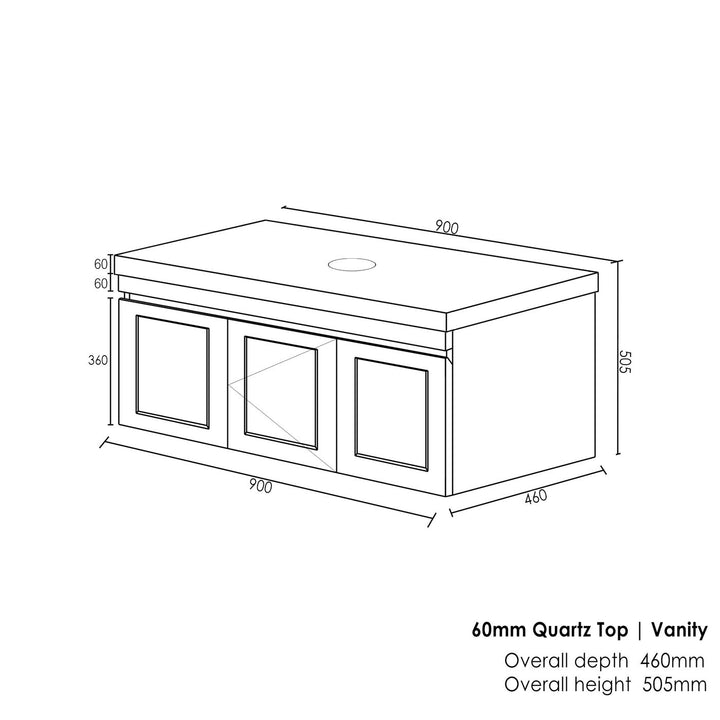 Satin Light Grey Hampton Mark II900 Wall Hung Mont Blanc 60mm No Top Taphole HPM900GST-60CA-NTH