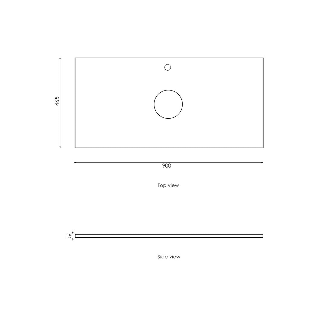 Satin White Hampton Mark II900 Wall Hung Empire Black Top 12 O'clock Taphole HPM900WST-EB-12TH