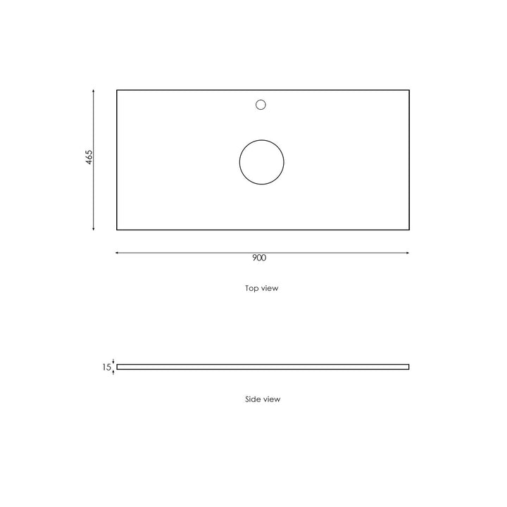 Satin White Hampton Mark II900 Wall Hung Empire Black Top 12 O'clock Taphole HPM900WST-EB-12TH