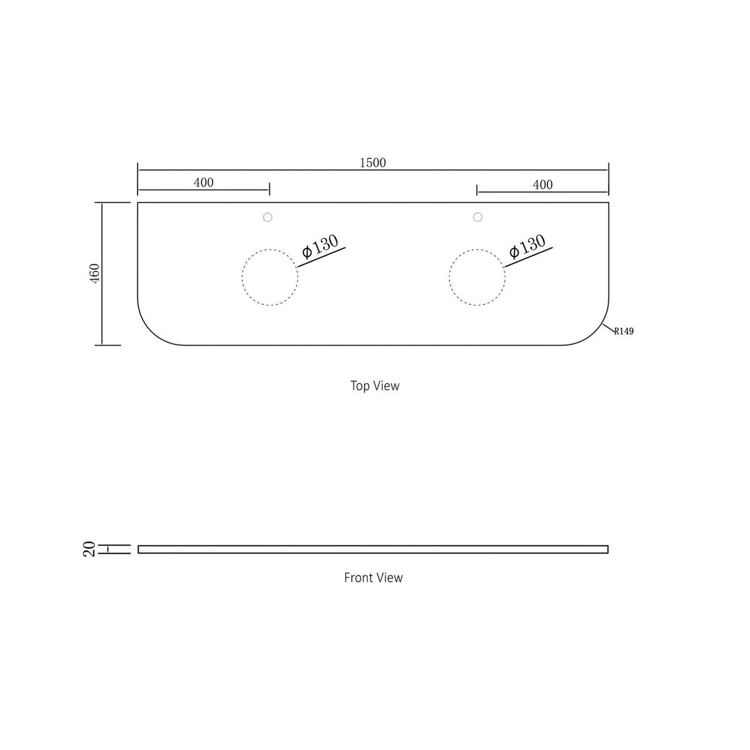 BONDI BLACK OAK 1500X460 CURVE VANITY BO1500BST-CA-12TH