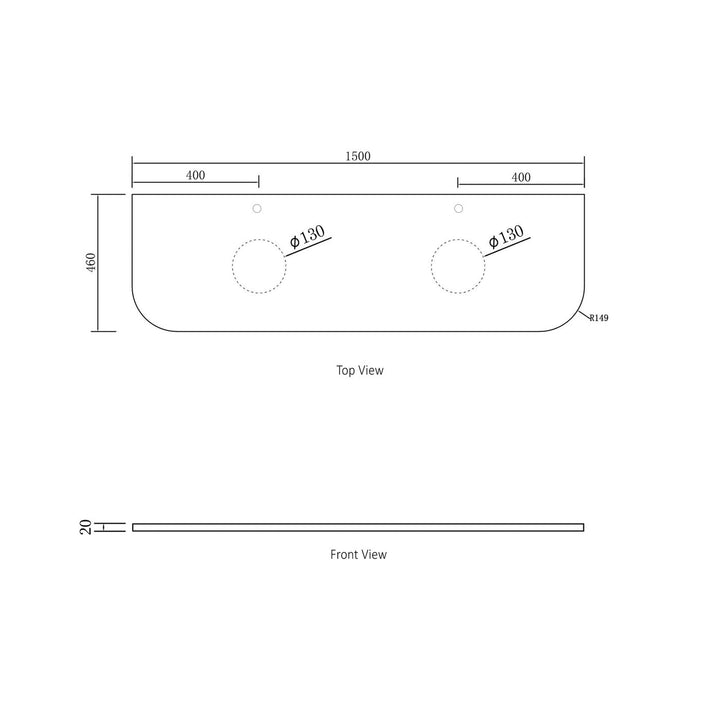 BONDI BLACK OAK 1500X460 CURVE VANITY BO1500BST-CA-12TH