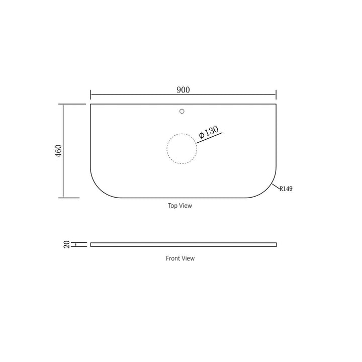 BONDI BLACK OAK 900X460 CURVE VANITY BO900BST-CA-12TH