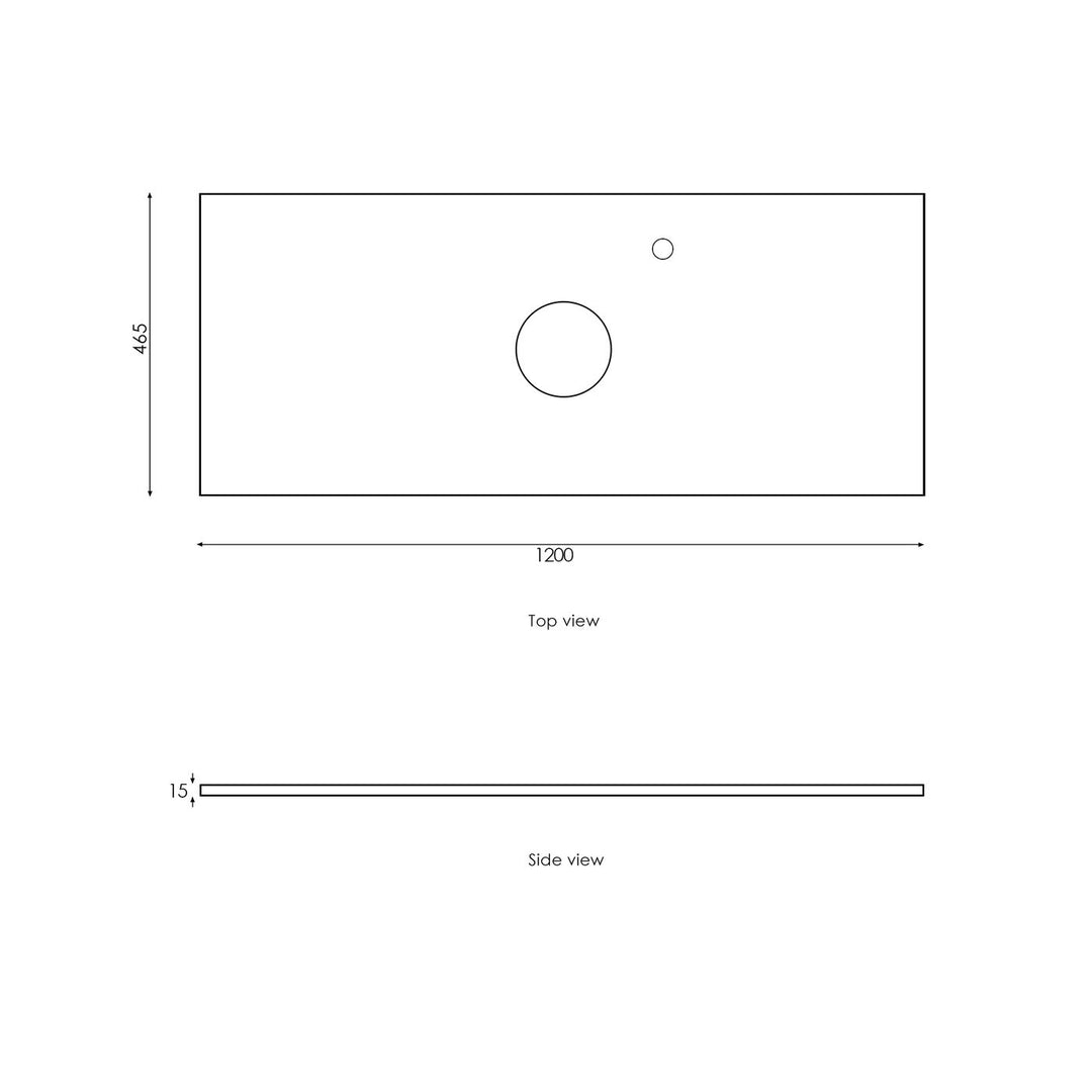 Satin Light Grey Hampton Mark II1200 Wall Hung Empire Light Grey Top 2 O'clock Taphole HPM1200GST-EB-2TH