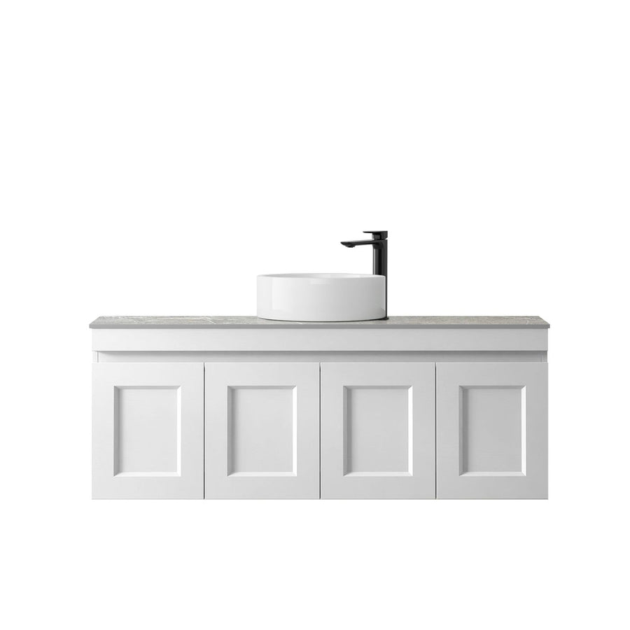 Satin White Boston750 Wall Hung Amani Grey Top 2 O'clock Taphole BS750WST-G-2TH