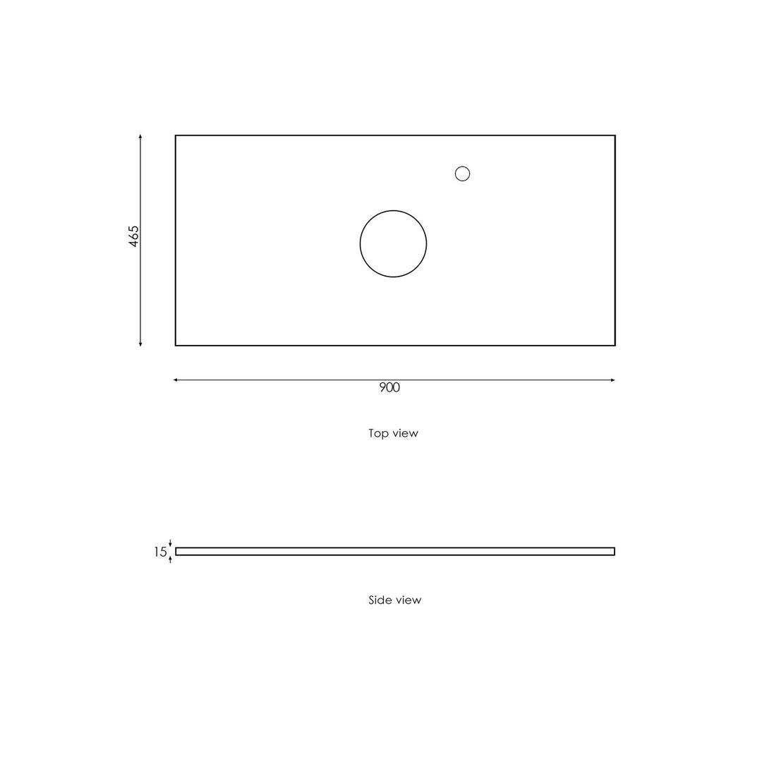 Satin White Hampton Mark II900 Wall Hung Empire Black Top 2 O'clock Taphole HPM900WST-EB-2TH