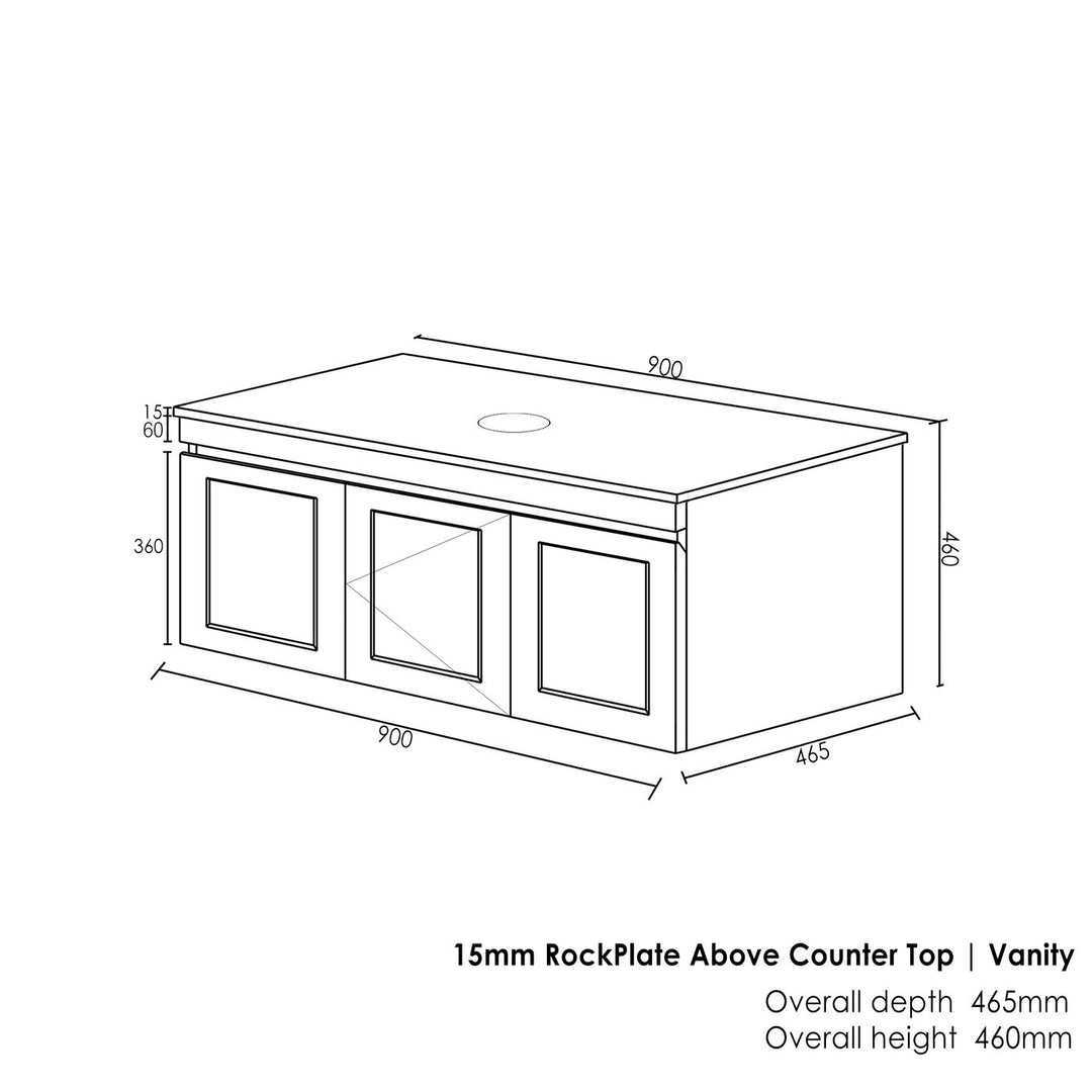 Satin White Hampton Mark II900 Wall Hung Empire Black Top 2 O'clock Taphole HPM900WST-EB-2TH