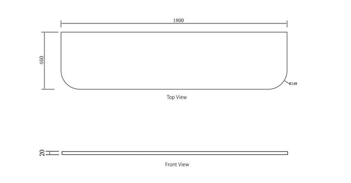 Bondi 1800x460x20mm Pure White Stone Top - No Hole STBO184PW-NH