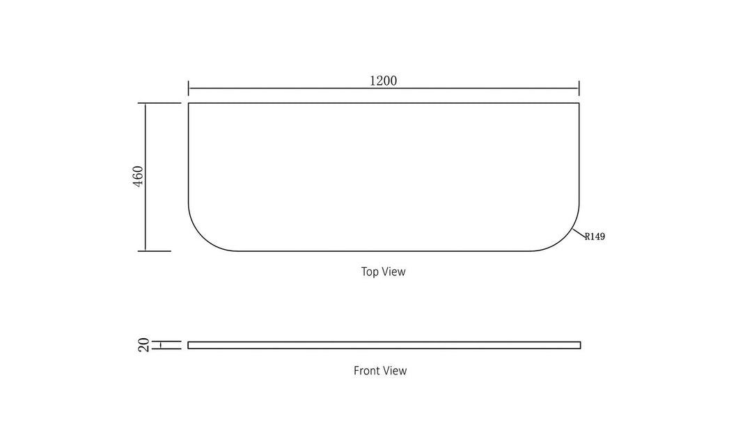 Bondi 1200x460x20mm Solid Surface Carrara Top - No Hole STBO124CA-NH