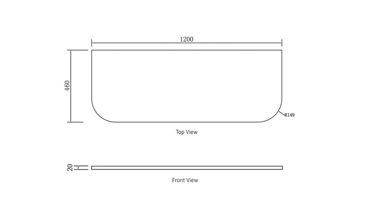 Bondi 1200x460x20mm Solid Surface Carrara Top - No Hole STBO124CA-NH