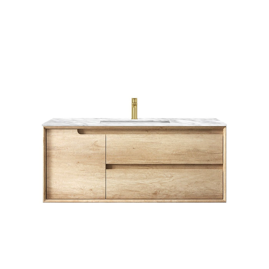 Byron 1200mm Natural Oak Wall Hung Vanity Double Bowl