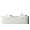 Bondi 1800mm Satin White Fluted Wall Hung Curve Vanity