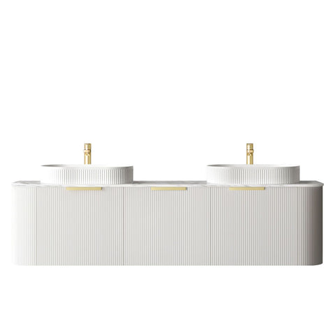 Otti Bondi 1800mm Satin White Fluted Wall Hung Curve Vanity