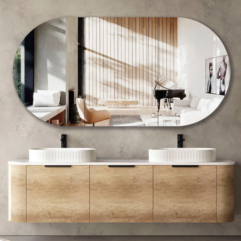 Otti Bondi 1800mm Natural Oak Wall Hung Curve Vanity