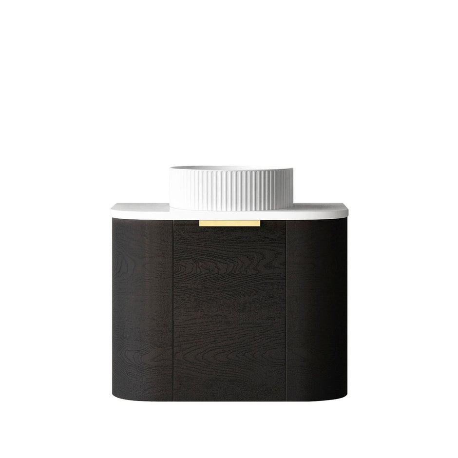 Bondi 600mm Black Oak Wall Hung Curve Vanity (12TH & NTH Only)