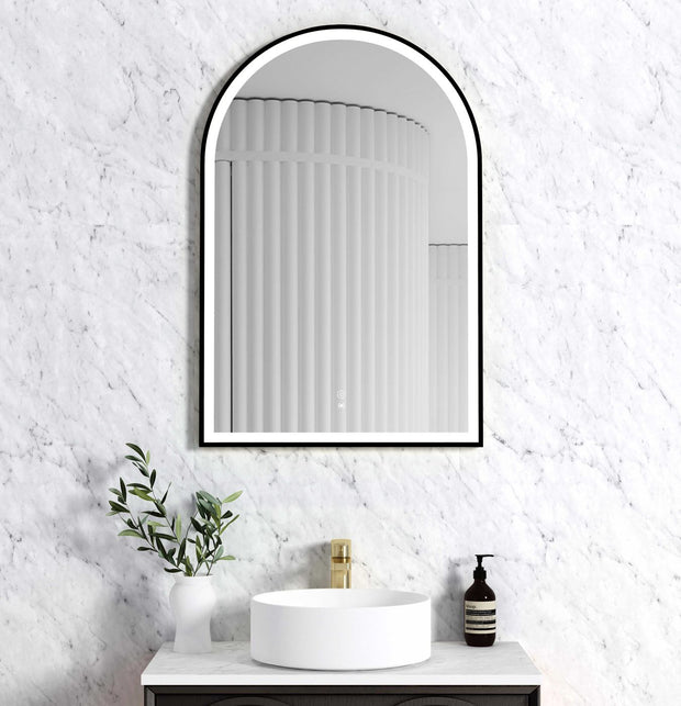 LED Archie 900(H)x600(W) Black Metal Frame Mirror