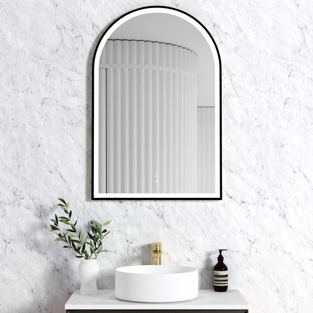 LED Archie 900(H)x600(W) Black Metal Frame Mirror