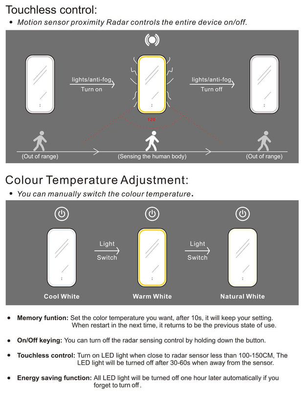 LED Newport 900(H)x450(W) Gold Metal Frame Tuffi Mirror Soft Square