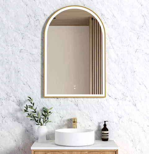 Otti LED Archie 900(H)x600(W) Gold Metal Frame Tuffi Mirror
