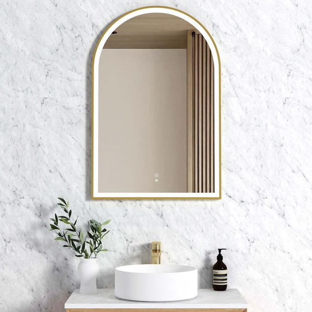 LED Archie 900(H)x600(W) Gold Metal Frame Tuffi Mirror