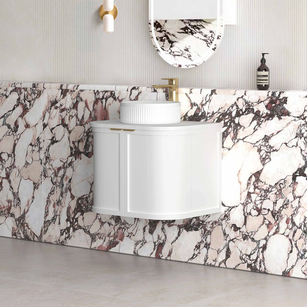 Otti Hampshire 600mm Satin White Wall Hung Curve Vanity