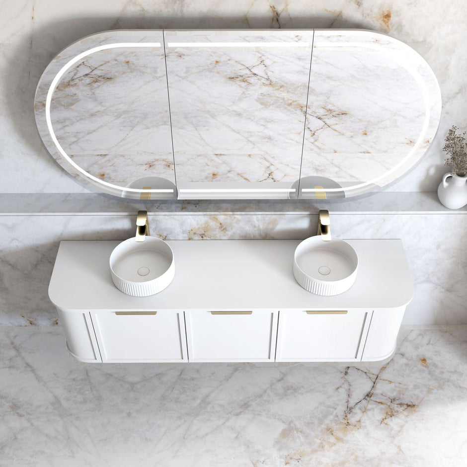 Hampshire 1800mm Satin White Wall Hung Curve Vanity