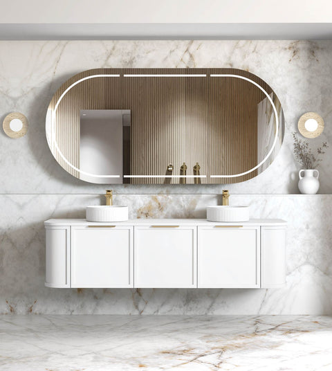 Otti Hampshire 1800mm Satin White Wall Hung Curve Vanity