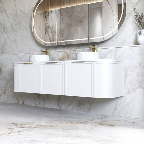 Otti Hampshire 1800mm Satin White Wall Hung Curve Vanity